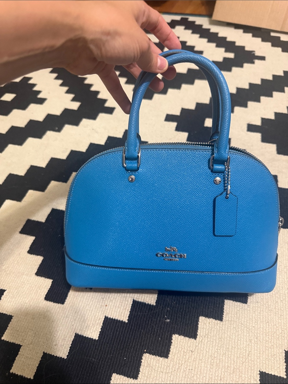 Coach Blue Saffiano Leather Dome Satchel